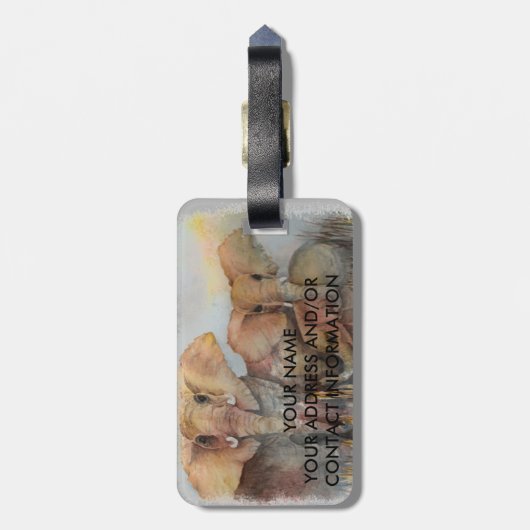 ELEPHANT FAMILIE BAGAGELABEL (Achterkant verticaal)