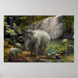 ELEPHANT FAMILIE "GROENE KAMER" #2 POSTER