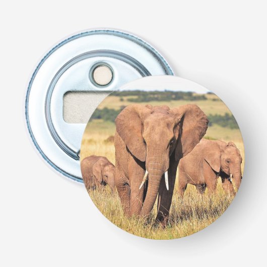 Elephant-familie in de struik button flesopener (Voorkant)