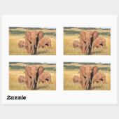 Elephant-familie in de struik rechthoekige sticker (Vel)