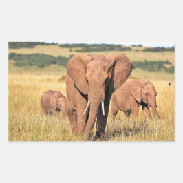 Elephant-familie in de struik rechthoekige sticker