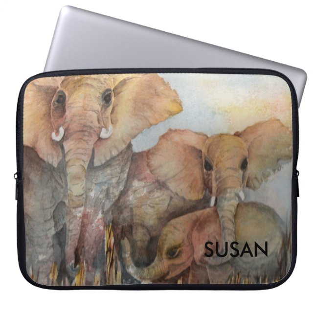 ELEPHANT FAMILIE LAPTOP SLEEVE (Voorkant)