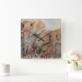 ELEPHANT FAMILIE VIERKANTE KLOK (Huis)