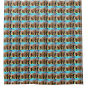 Elephant Family at Sunrise Pattern Douchegordijn (Voorkant)