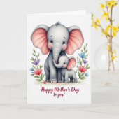 Elephant Family Floral Pattern Card Kaart (Gele Bloem)