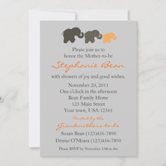 Elephant Family Invitation Kaart (Voorkant)