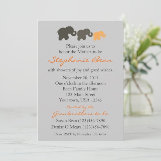Elephant Family Invitation Kaart (Staand voorkant)