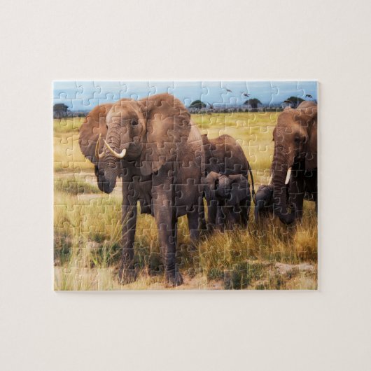 Elephant Family Jigzaag Puzzle Legpuzzel (Horizontaal)