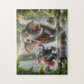 Elephant Family Jungle Waterfall Happy Time Legpuzzel (Verticaal)