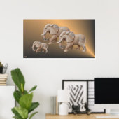 Elephant Family Poster (Thuiskantoor)