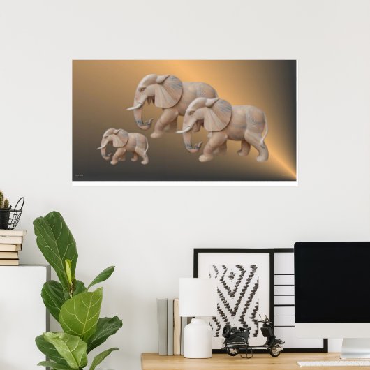 Elephant Family Poster (Thuiskantoor)