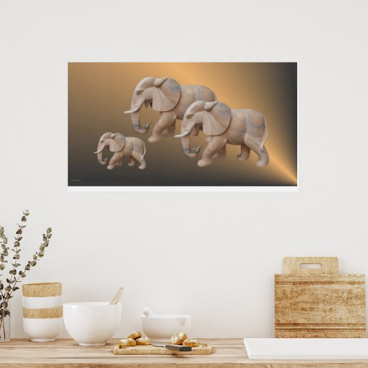 Elephant Family Poster (Keuken)