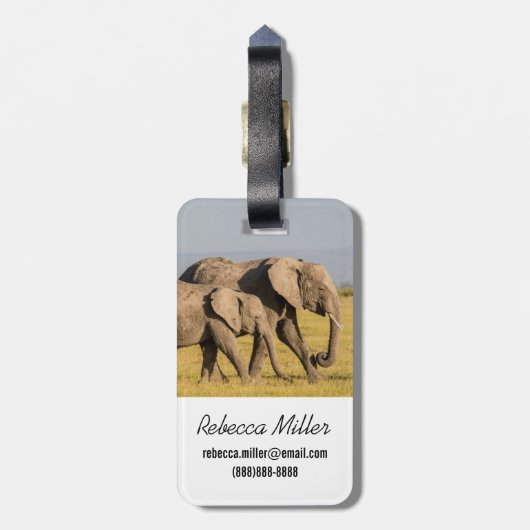 Elephant Family Walking Bagagelabel (Achterkant verticaal)