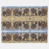 Elephant Family Walking Fleece Deken (Voorkant (Horizontaal))