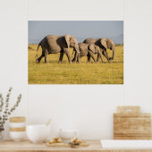 Elephant Family Walking Poster (Keuken)