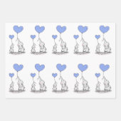 Elephant Family with Blue Heart Balloons Inpakpapier Vel (Voorkant)
