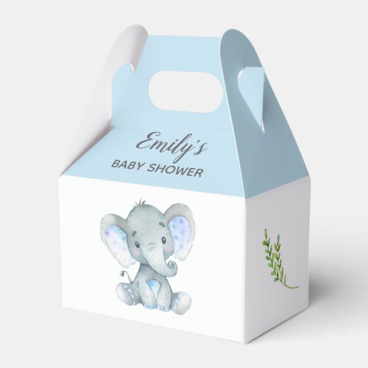 Elephant Favor Box (Boy Baby shower / Birthday) Bedankdoosjes (Achterkant)