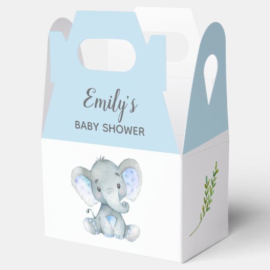 Elephant Favor Box (Boy Baby shower / Birthday) Bedankdoosjes (Geopend)