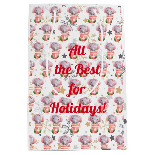Elephant Feestdagen aanpassen Medium Cadeauzakje (Voorkant)