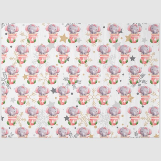 Elephant Feestdagen aanpassen Tissuepapier (Voorkant)