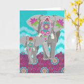 Elephant Festival Blank Wenskaart Kaart (Gele Bloem)