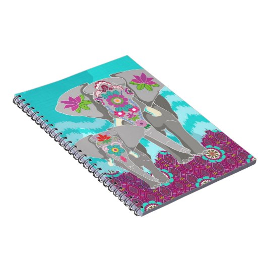 Elephant Festival notebook - turquoise Ikat Notitieboek (Rechterzijde)