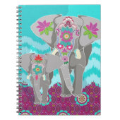 Elephant Festival notebook - turquoise Ikat Notitieboek (Voorkant)