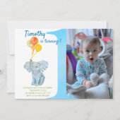 Elephant First Birthday Boy Kaart (Voorkant)