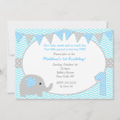 Elephant First Birthday Party Invitations Kaart (Voorkant)