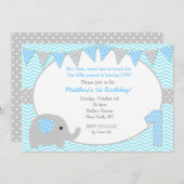 Elephant First Birthday Party Invitations Kaart (Voorkant / Achterkant)