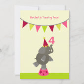 Elephant & Flags Birthday Party Invite Kaart (Voorkant)