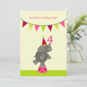 Elephant & Flags Birthday Party Invite Kaart (Staand voorkant)