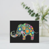 Elephant Floral Art Briefkaart (Staand voorkant)
