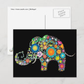Elephant Floral Art Briefkaart (Voorkant / Achterkant)