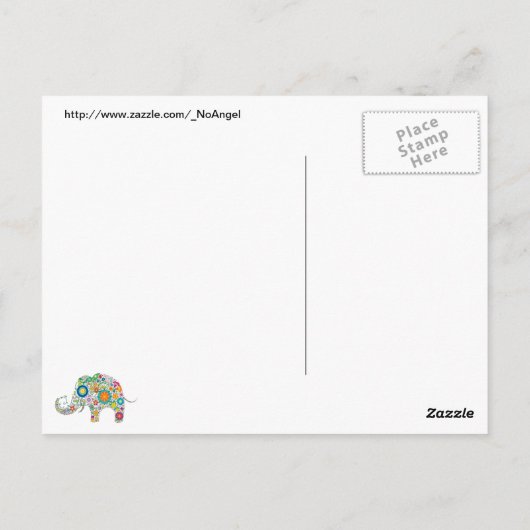 Elephant Floral Art Briefkaart (Achterkant)