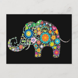 Elephant Floral Art Briefkaart