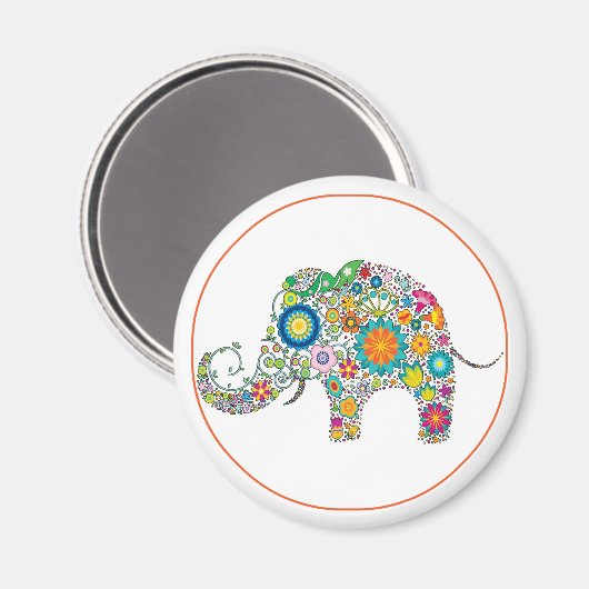 Elephant Floral Art Magneet (Voorkant / Achterkant)
