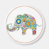 Elephant Floral Art Magneet (Voorkant)