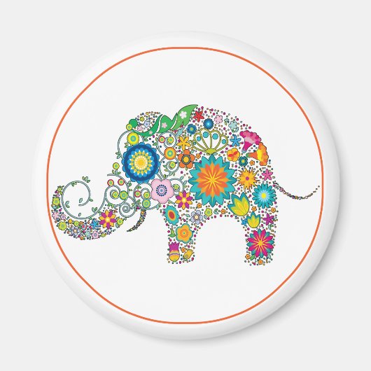 Elephant Floral Art Magneet (Voorkant)
