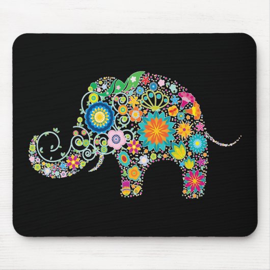 Elephant Floral Art Muismat (Voorkant)