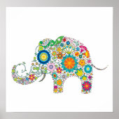 Elephant Floral Art Poster (Voorkant)