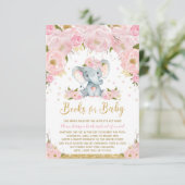 Elephant Floral Baby shower brengt boek mee Informatiekaartje (Staand voorkant)