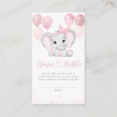 Elephant Floral Baby shower Diaper Raffle Informatiekaartje (Voorkant)
