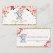 Elephant Floral Baby shower Diaper Raffle Ticket Informatiekaartje (Voorkant / Achterkant)
