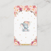 Elephant Floral Baby shower Diaper Raffle Ticket Informatiekaartje (Achterkant)