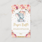 Elephant Floral Baby shower Diaper Raffle Ticket Informatiekaartje (Voorkant)