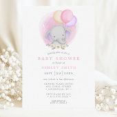 Elephant Floral Balloons Waterverf Baby shower Kaart