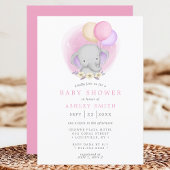 Elephant Floral Balloons Waterverf Baby shower Kaart