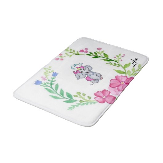 Elephant Floral Bathroom Bath Mat (Gekanteld)