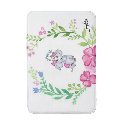 Elephant Floral Bathroom Bath Mat (Voorkant Verticaal)